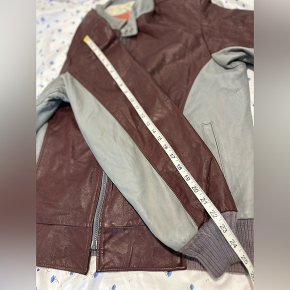 Vintage Mens Sz:M Indian Run Gray & Maroon Leather Motorcycle Jacket. Full Zip. - Picture 5 of 15
